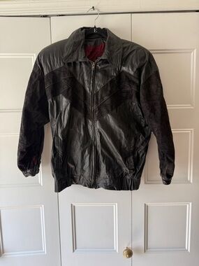 COMINT Genuine Leather Men's Black Leather Bomber Jacket - SZ M